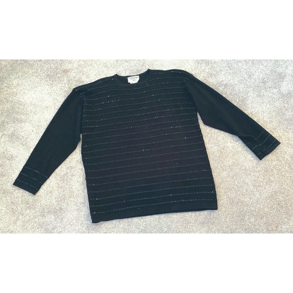 Vintage Regency Collection Joyce Black Sweater With Beaded Detail XL